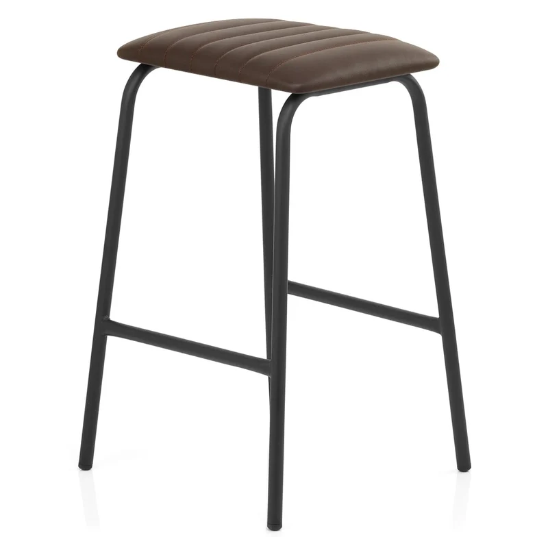 Tabouret Métal Cuir - Sasha Marron