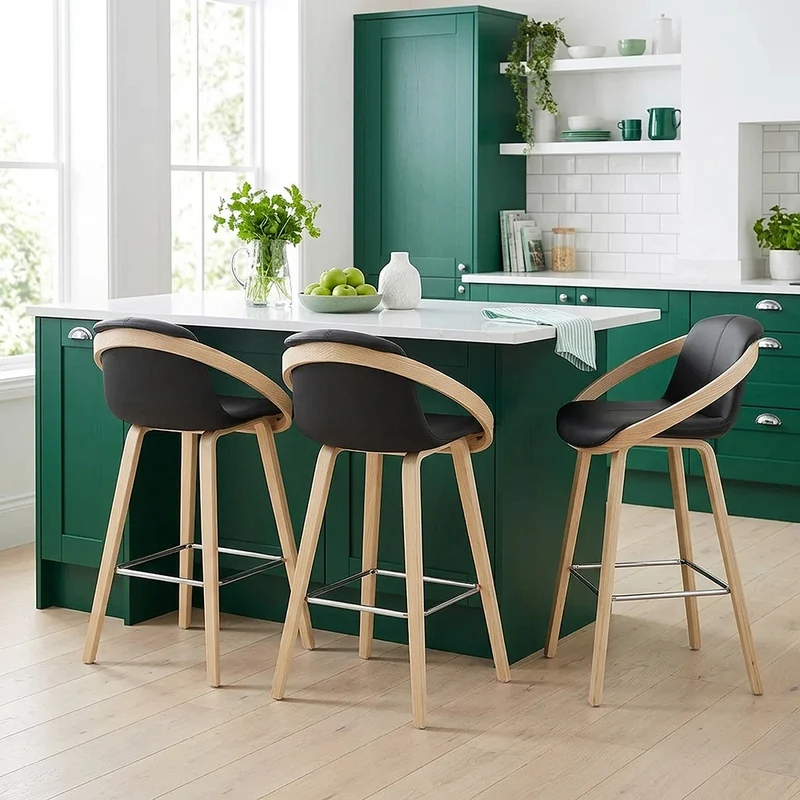Tabouret de bar Faux Cuir - Atom Noir