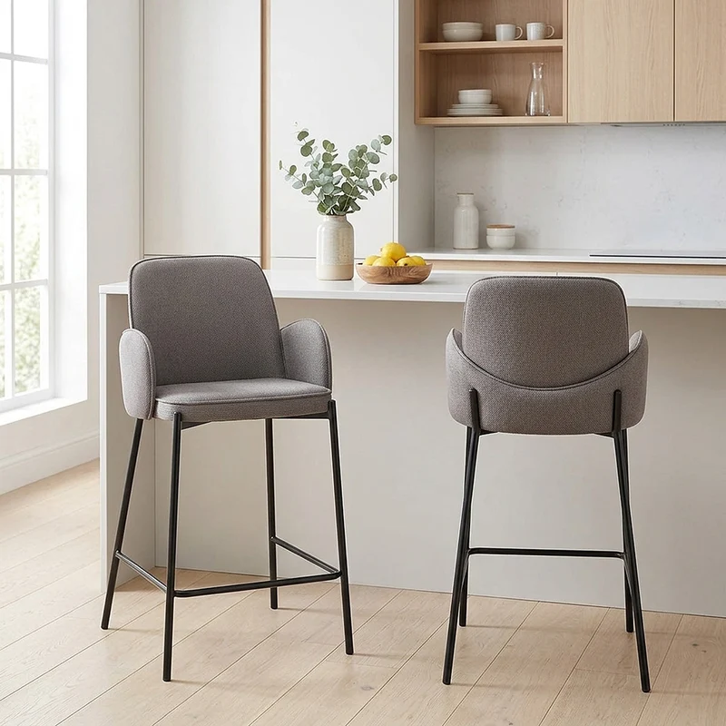 Tabouret de bar Tissu - Jarvis Gris