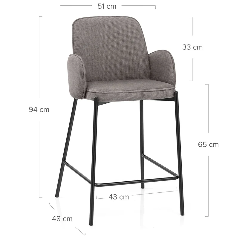 Tabouret de bar Tissu - Jarvis Gris