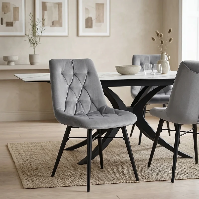 Chaise Métal Velours - Roxy Gris