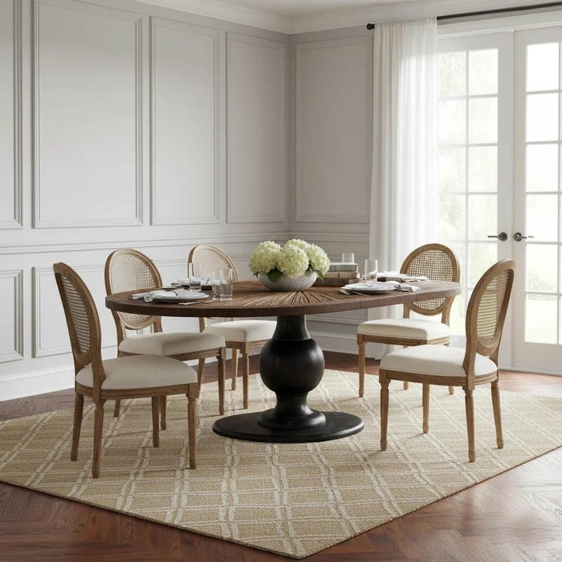 Table à manger ovale plateau bois brut pied noir | Manguier Aberdine