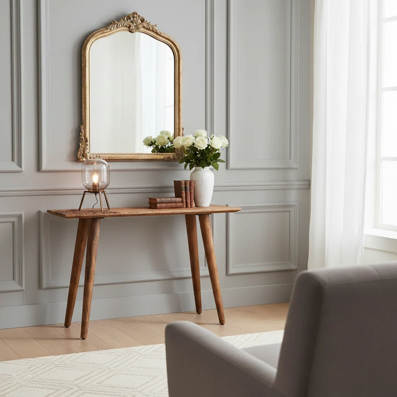Console plateau sculpté bois massif | Manguier Adir