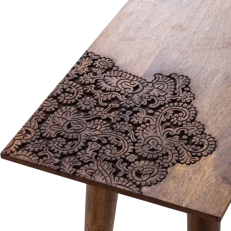 Console plateau sculpté bois massif | Manguier Adir