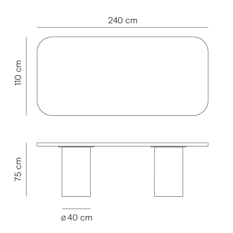 Table à manger Vesper - MicroSkin - 240 cm - Pieds en chêne