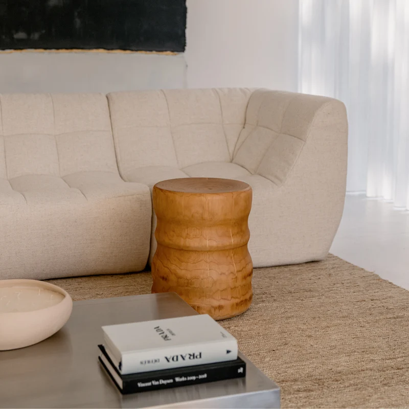 Fauteuil d'angle - Lemont - L91 P91 H74 - Bouclé ivoire