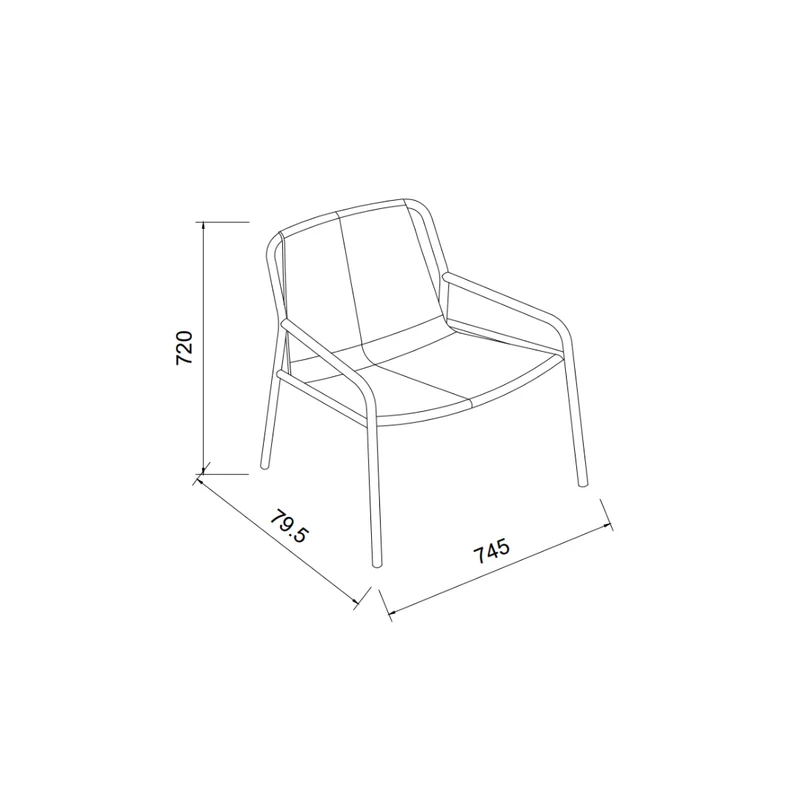 Fauteuil Azur - B78 cm - cadre en acier brossé - cuir Cognac clair