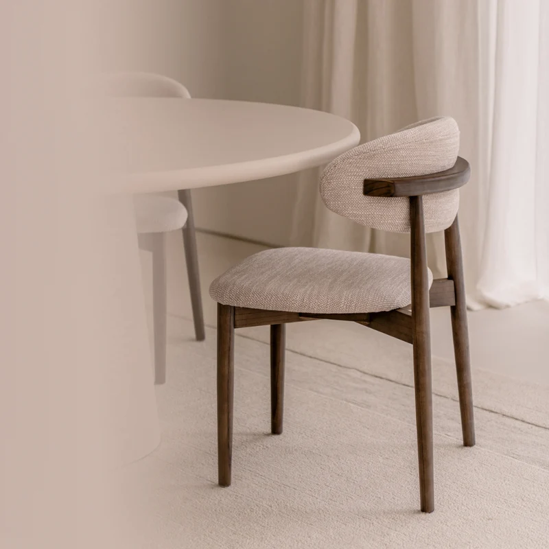 Chaise de salle à manger Eve - Smoke - Assise en tissu - Tissage Sandstone tacheté
