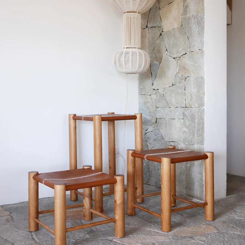 Tabouret Carlo Cuir Brodé