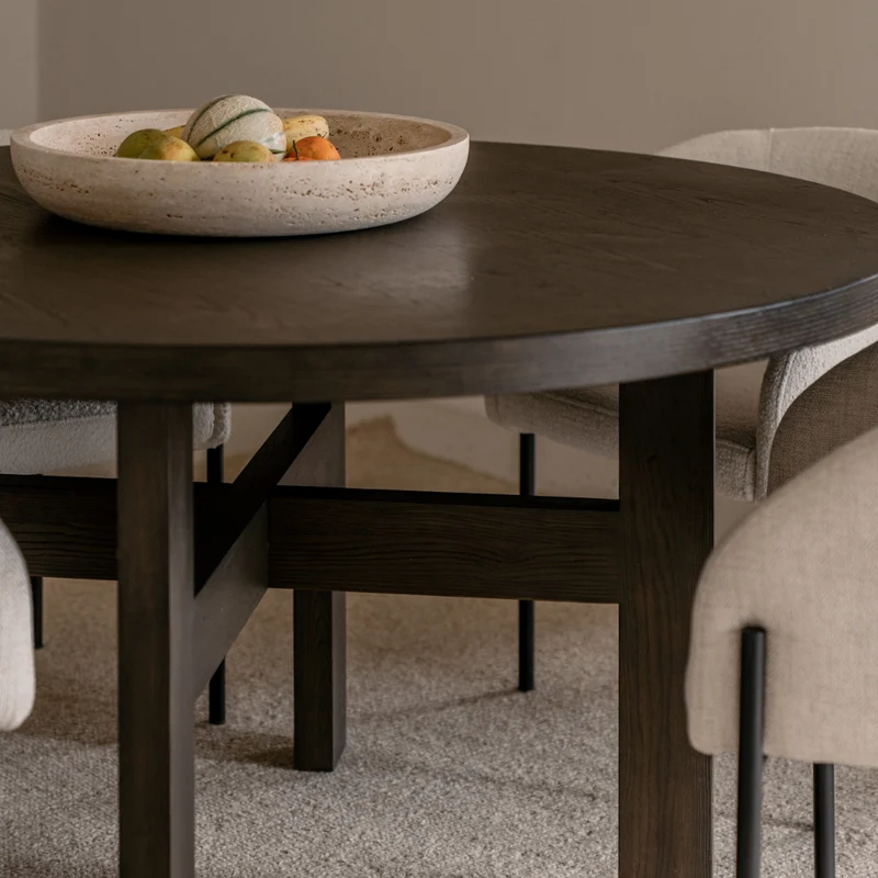 Victor - Table à manger ronde – Ø140 – Bois fumé - Frêne