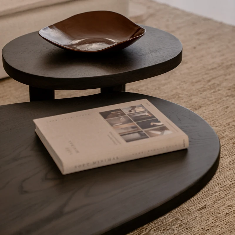 Table basse Eden - Bois fumé - Ovale - 50 cm - Petit
