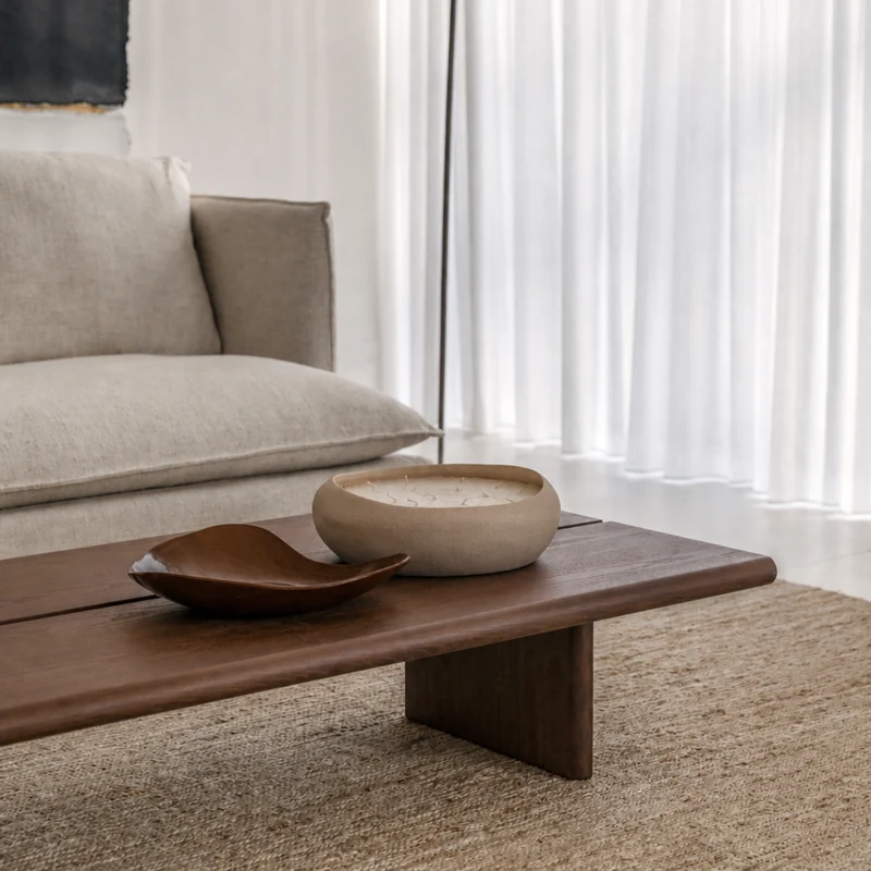 Table basse Arlen - couleur noyer foncé - bois de frêne - 160 cm