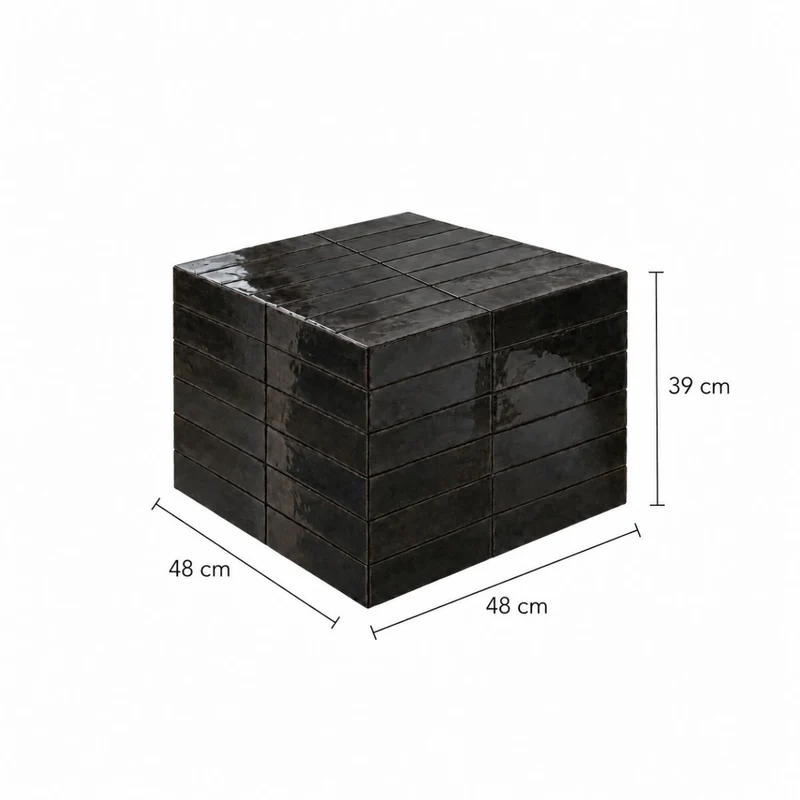 Salontafel Vence Zwarte tegels - Haut - 39 cm