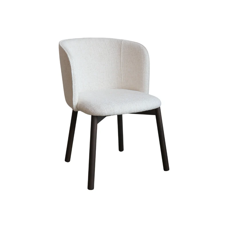 Chaise de salle à manger Celia - couleur bois fumé - bouclé ivoire