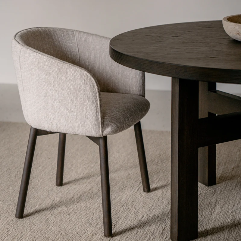 Chaise de salle à manger Nox - Couleur bois fumé - Tissage sandstone tacheté