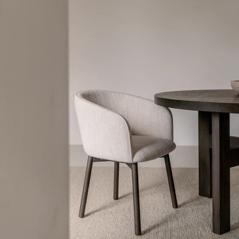 Chaise de salle à manger Nox - Couleur bois fumé - Tissage sandstone tacheté