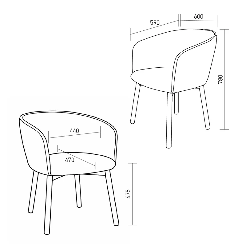 Chaise de salle à manger Nox - Couleur noyer foncé - Bouclé ivoire