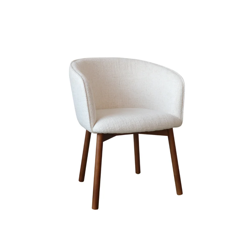 Chaise de salle à manger Nox - Couleur noyer foncé - Bouclé ivoire
