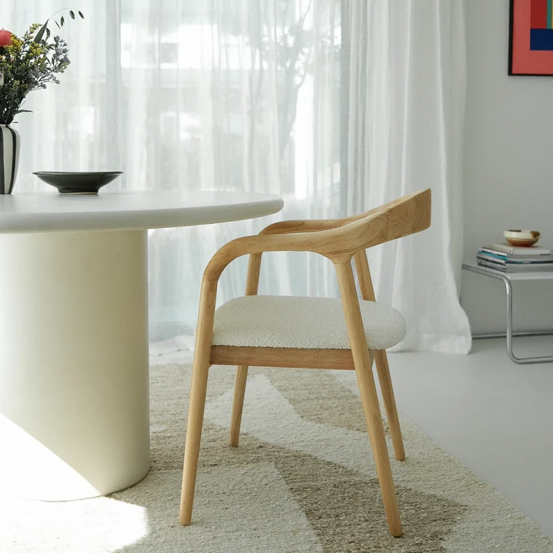 Chaise de salle à manger - Muret - Assise Bouclé - Chêne