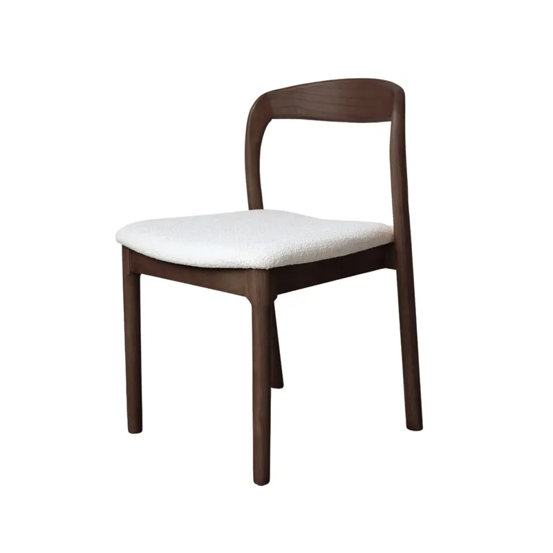 Chaise de salle à manger Chale - H76,5 cm - Fumé - Tissu bouclé ivoire