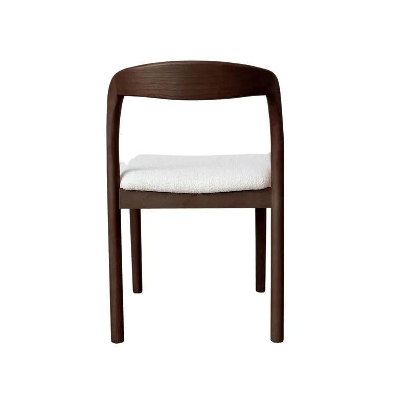 Chaise de salle à manger Chale - H76,5 cm - Fumé - Tissu bouclé ivoire