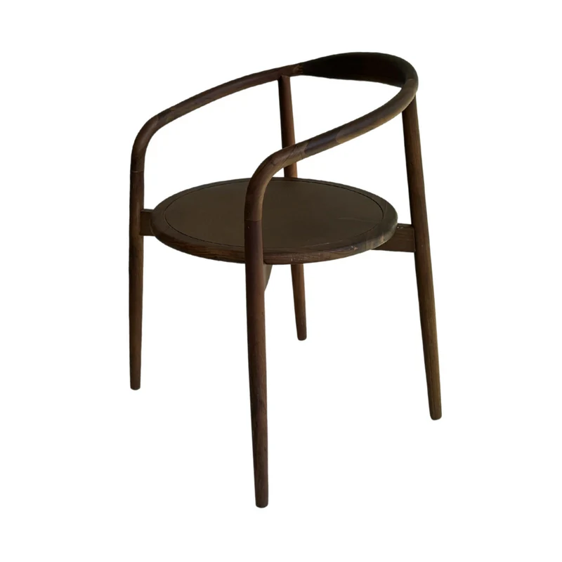 Chaise de salle à manger Ely - Assise ronde en bois - Bois d'acacia finition noyer