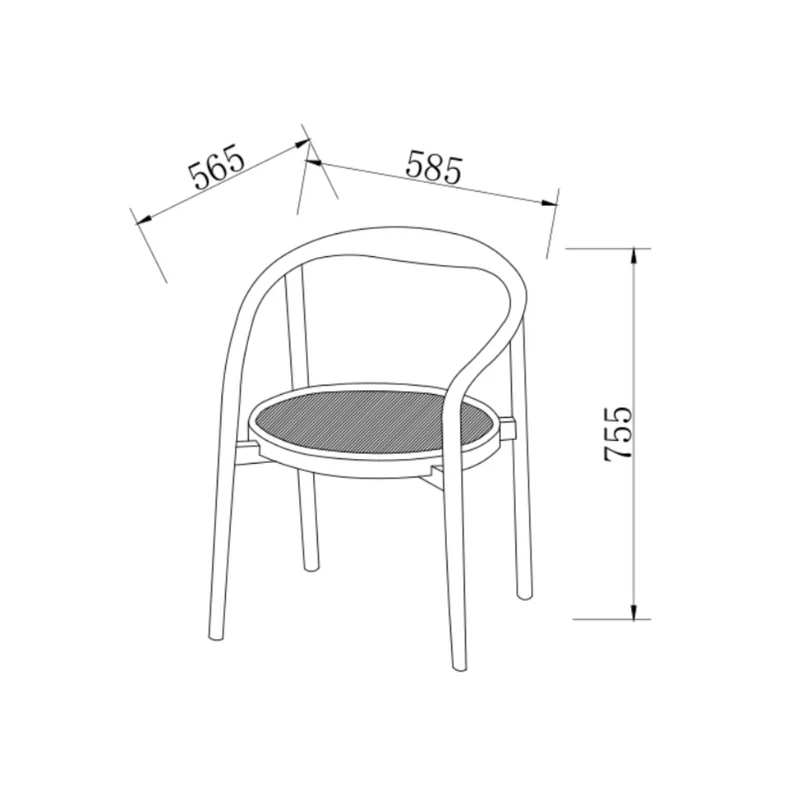 Chaise de salle à manger Ely - Assise ronde en tissu - Noyer foncé - Bois d'acacia - VDF115