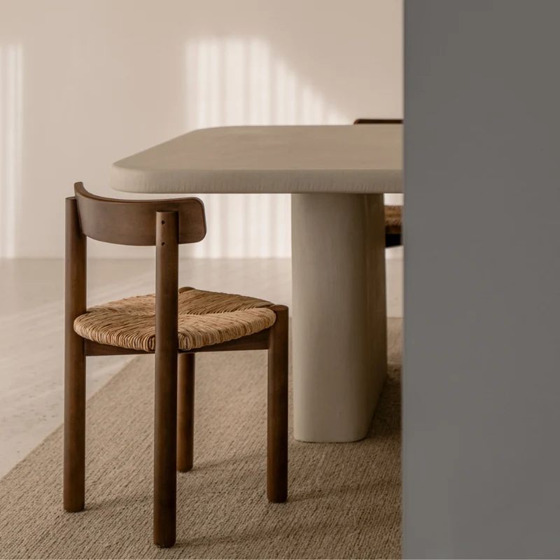 Chaise de salle à manger Arlo - Smoke - Assise tissée couleur naturelle