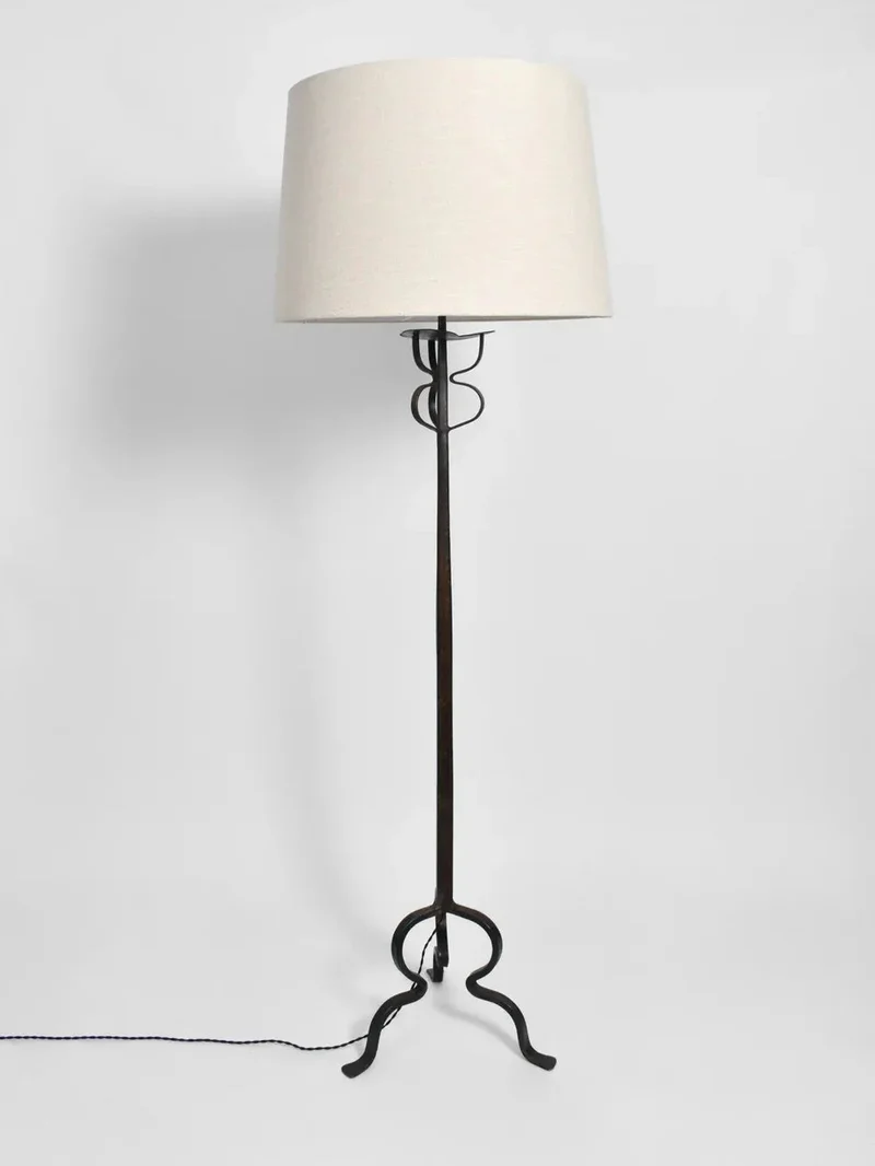 Vintage Tripod Iron Floor Lamp, 1960s