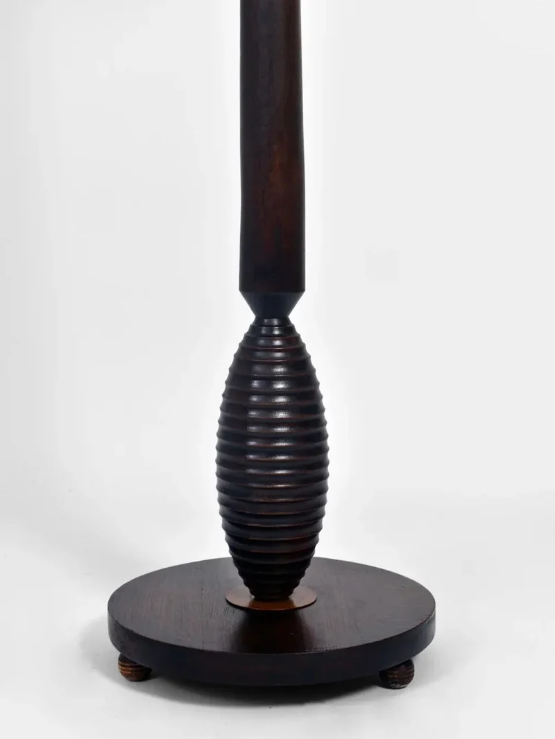 Vintage Dark Wooden Floor Lamp, 1930s