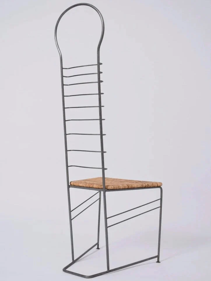 Pair of Iron And Straw Chairs, 1980s