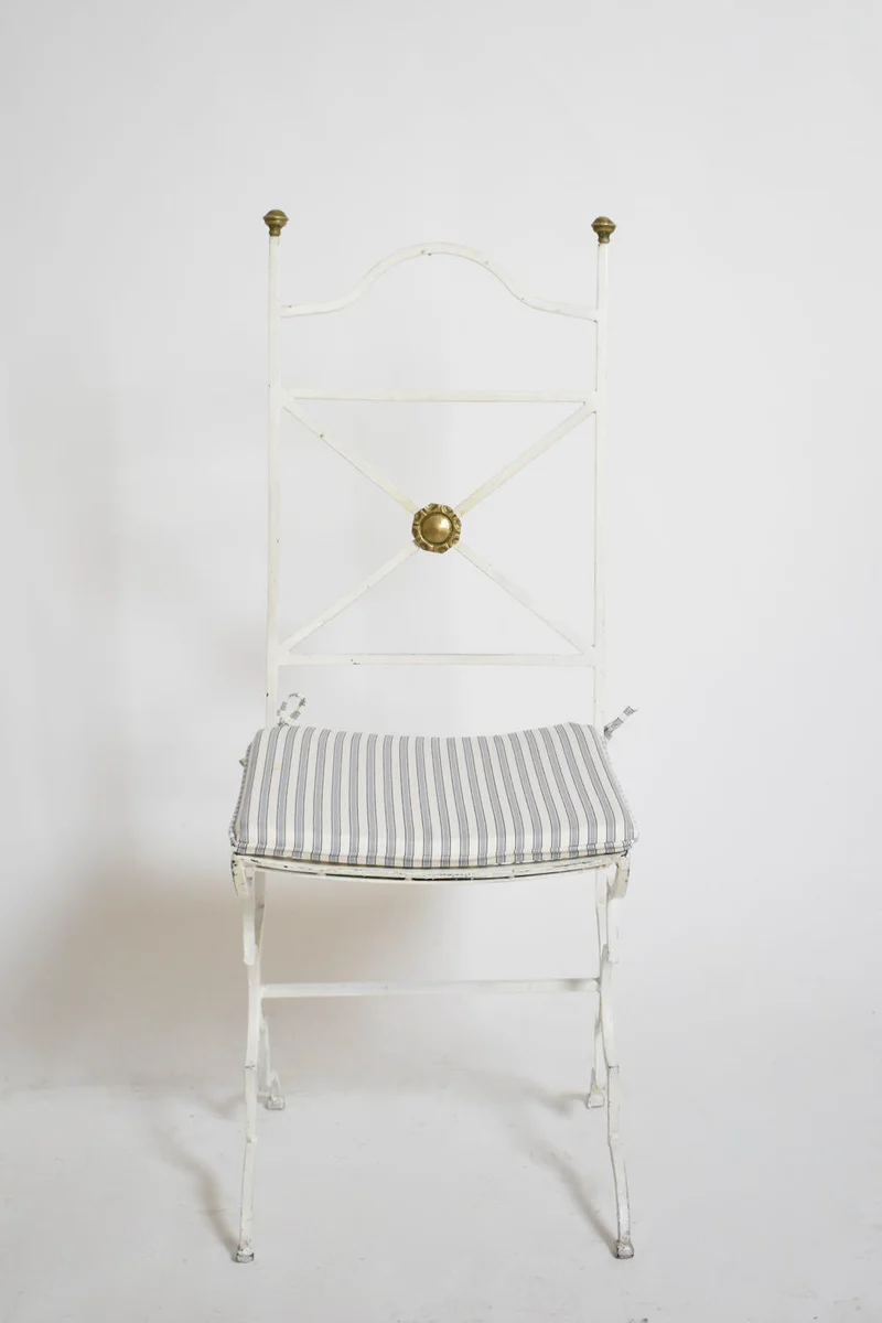 Set of Four White Wrought Iron Chairs, 1940s