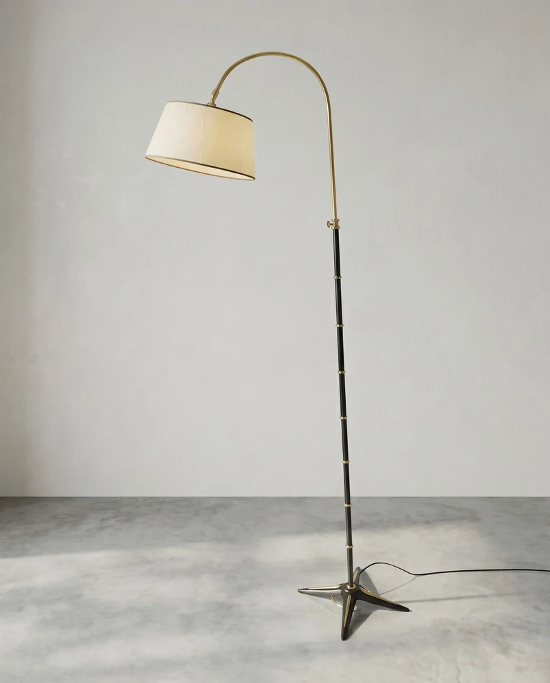 Vintage Neoclassical Brass floor lamp by Gilles Sermadiras for the Maison & Jardin