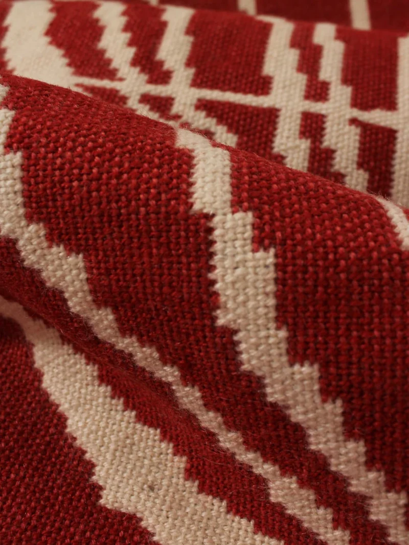 Red Wool Wall Tapestry With Abstract Nature Motifs 72x180cm