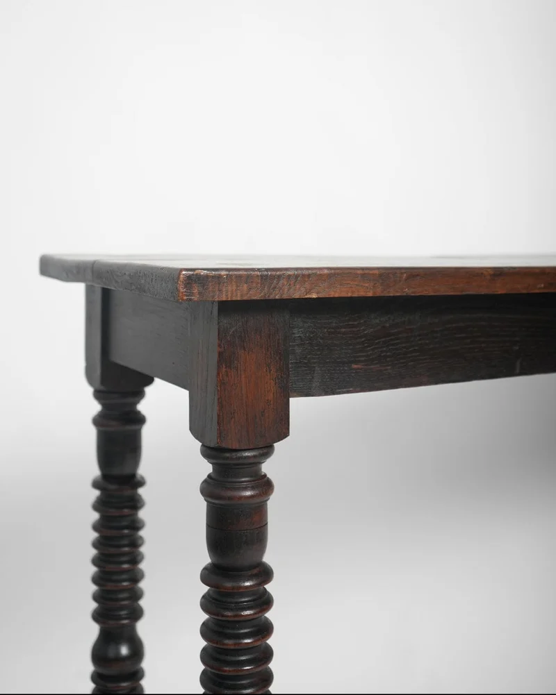 Spanish turned ebonised wood table console, 19th c.