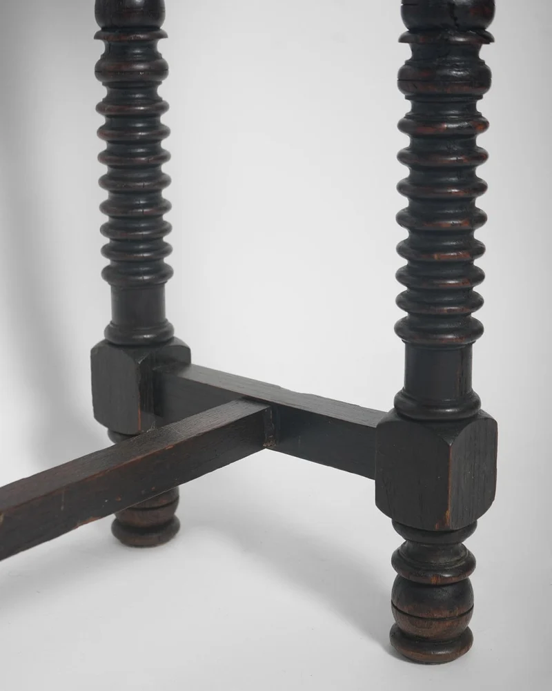 Spanish turned ebonised wood table console, 19th c.