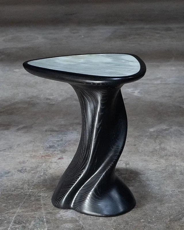 Abbi Side Table in Ebony Stain on Ash wood with Marble Top