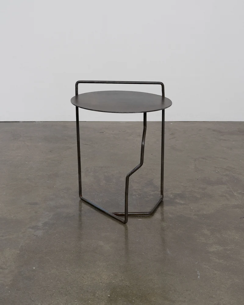 Sculptural Patinated Steel Side Table