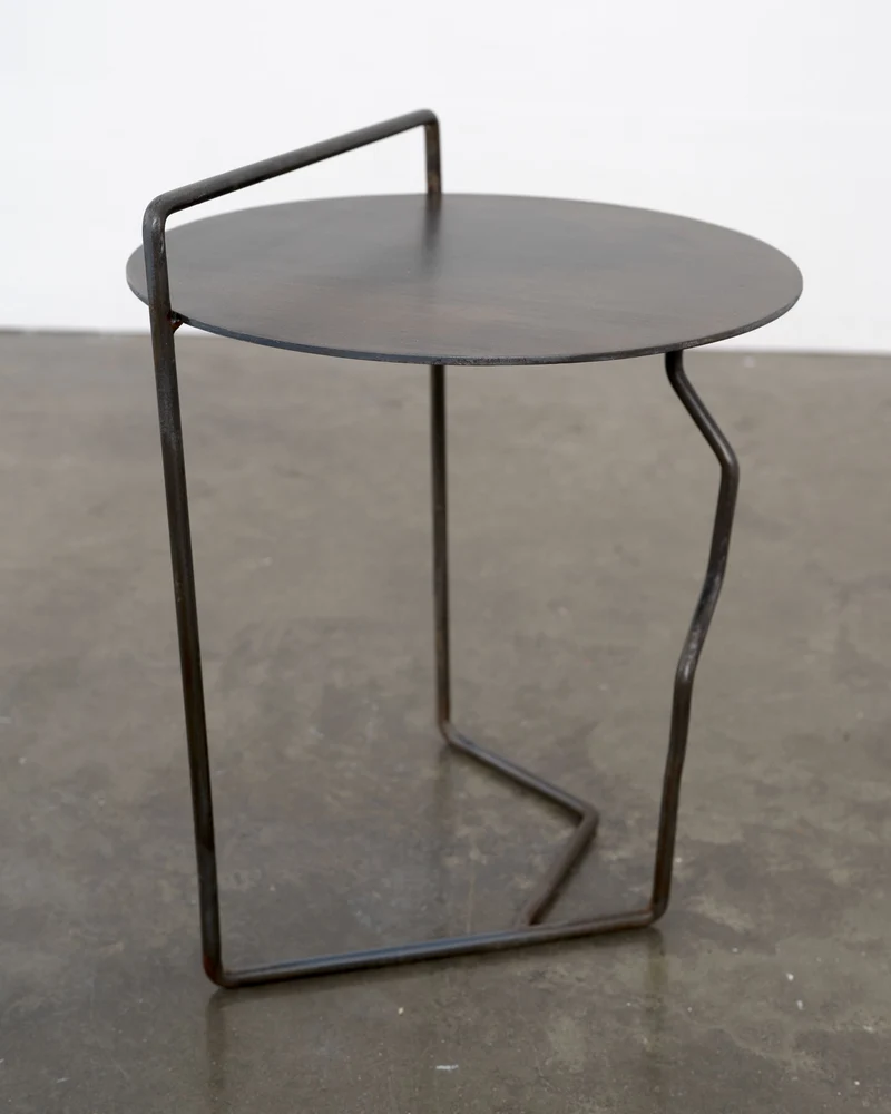 Sculptural Patinated Steel Side Table