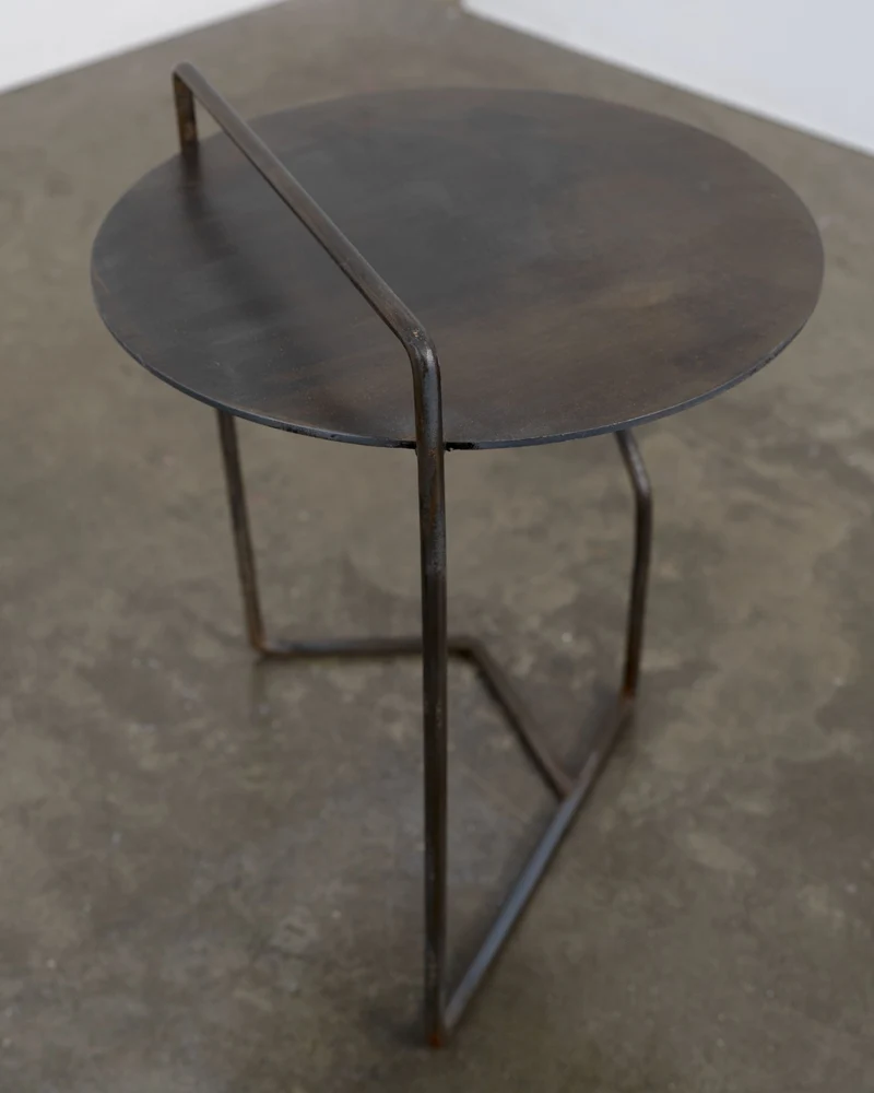 Sculptural Patinated Steel Side Table