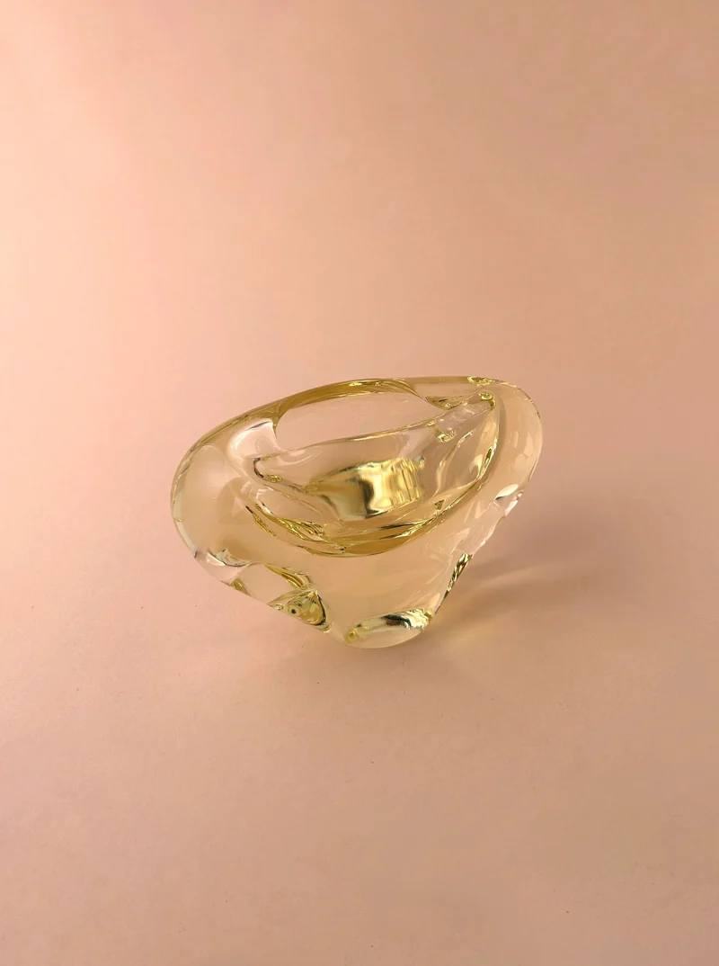 Bohemian Citrine Glass Ashtray by Miroslav Klinger