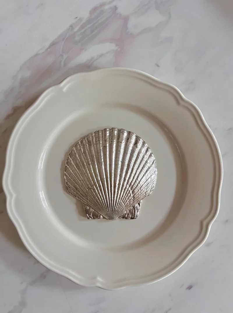 Fossil Shell Plate in Silver