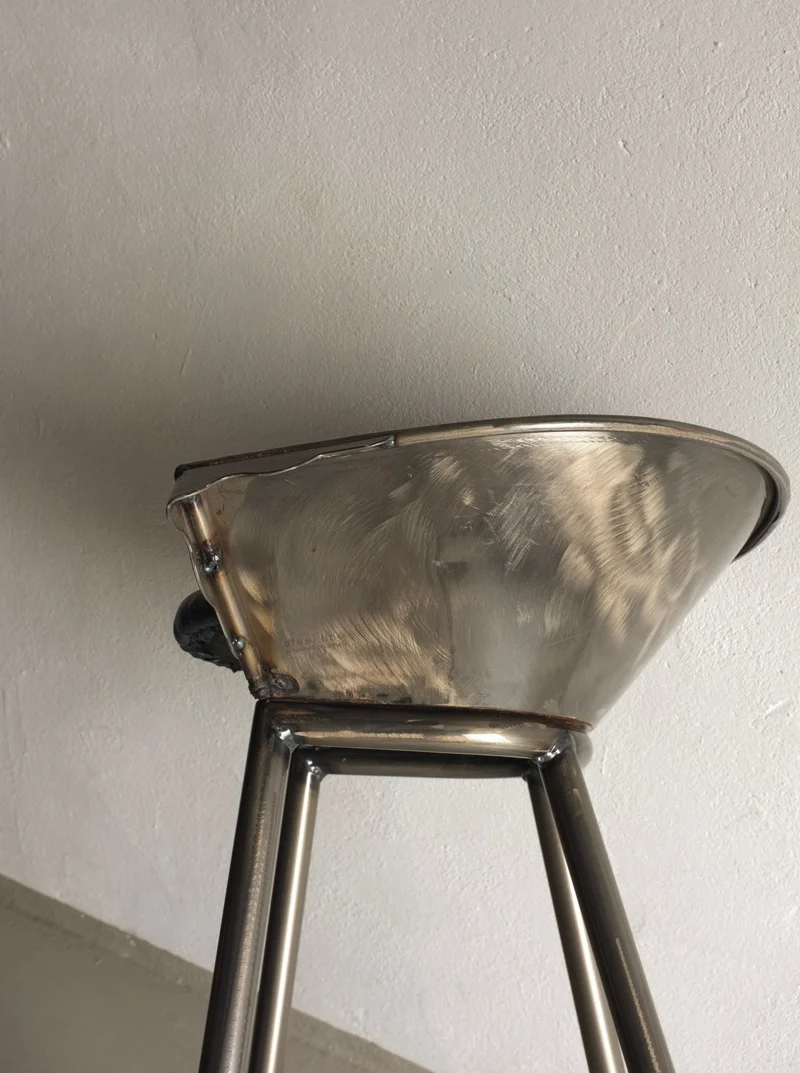 Set of 2 Brutalist Cast Metal Bar Stools 1980s