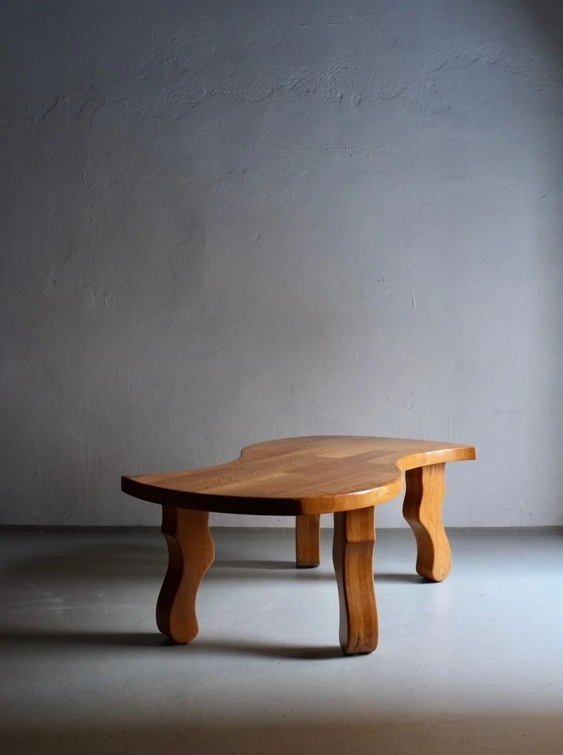 Brutalist Sculptural Oak Coffee Table 1970s
