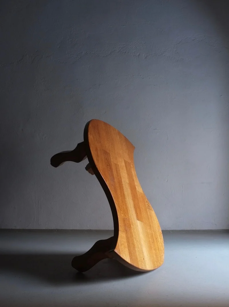 Brutalist Sculptural Oak Coffee Table 1970s