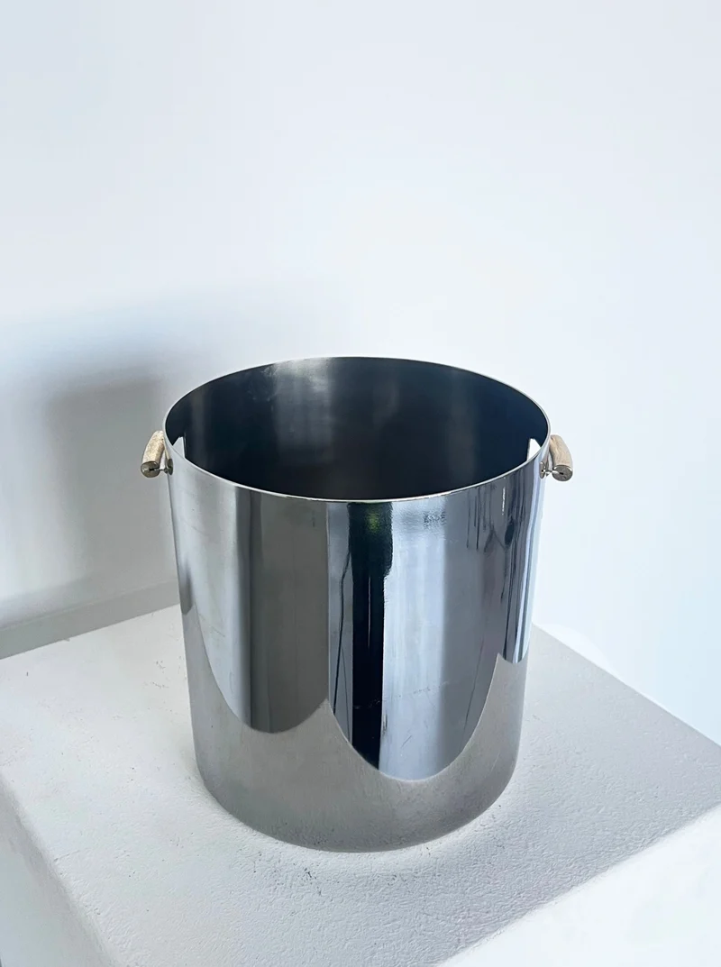 Brutalist ice bucket with brass detail handle