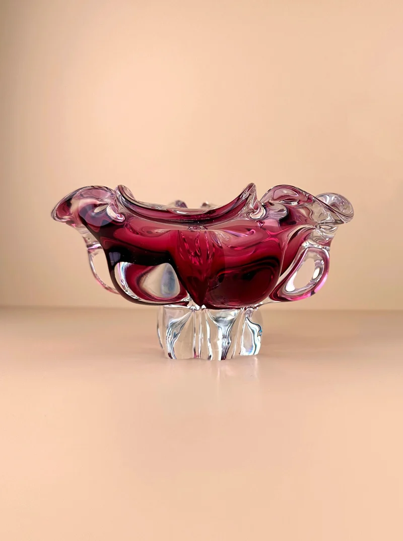 Bohemian Cranberry Red bowl by Josef Hospodka