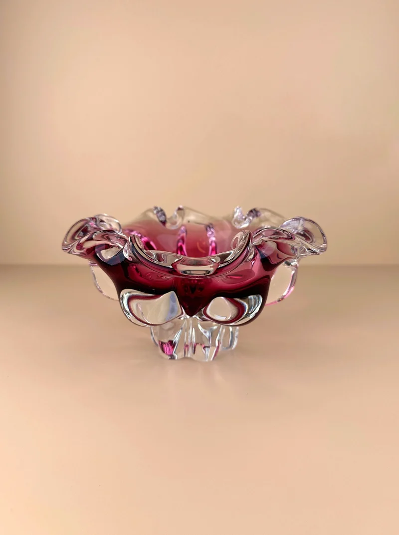 Bohemian Cranberry Red bowl by Josef Hospodka