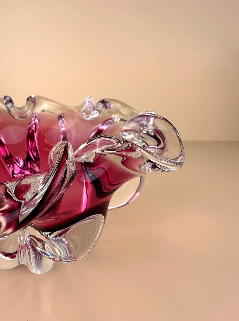 Bohemian Cranberry Red bowl by Josef Hospodka