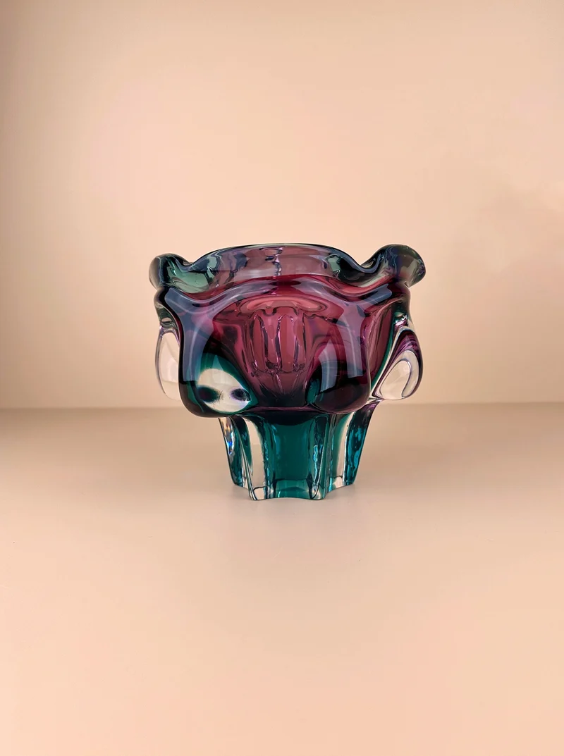 Large Bohemian Bowl in two tone technique